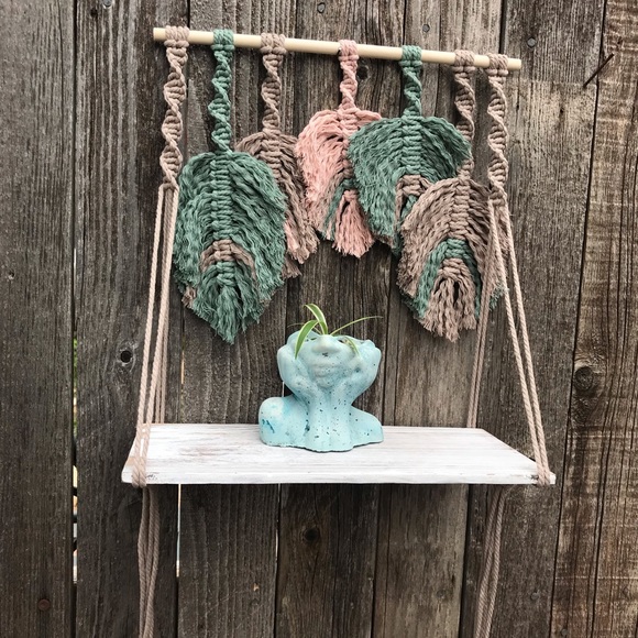 Macrame Feather Wall Shelf - Picture 2 of 6